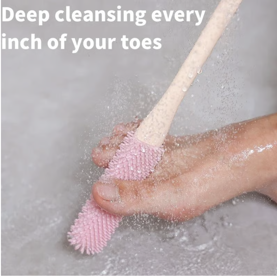 Long Handled Silicone Toe Cleaning Brush &amp; Exfoliating