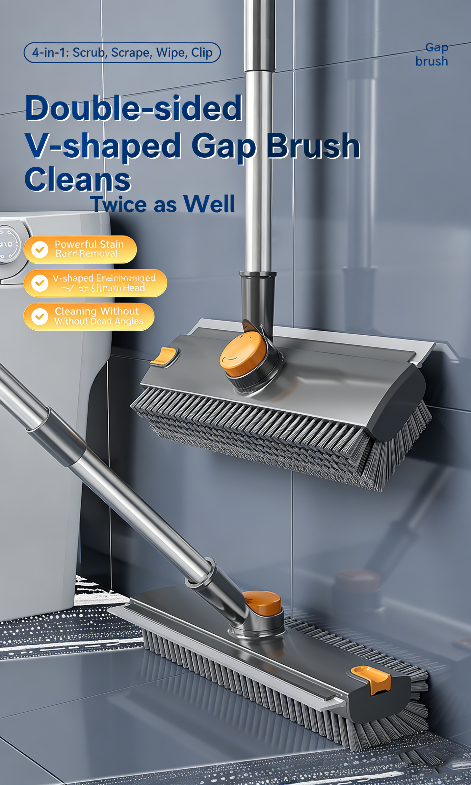 No-Dead-Angle Hard Bristle Floor Brush