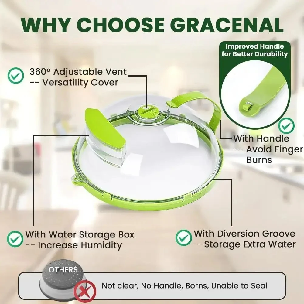 Microwave Food Cover Clear Microwave Splash Guard with Steamer and Handle Kitchen Gadgets