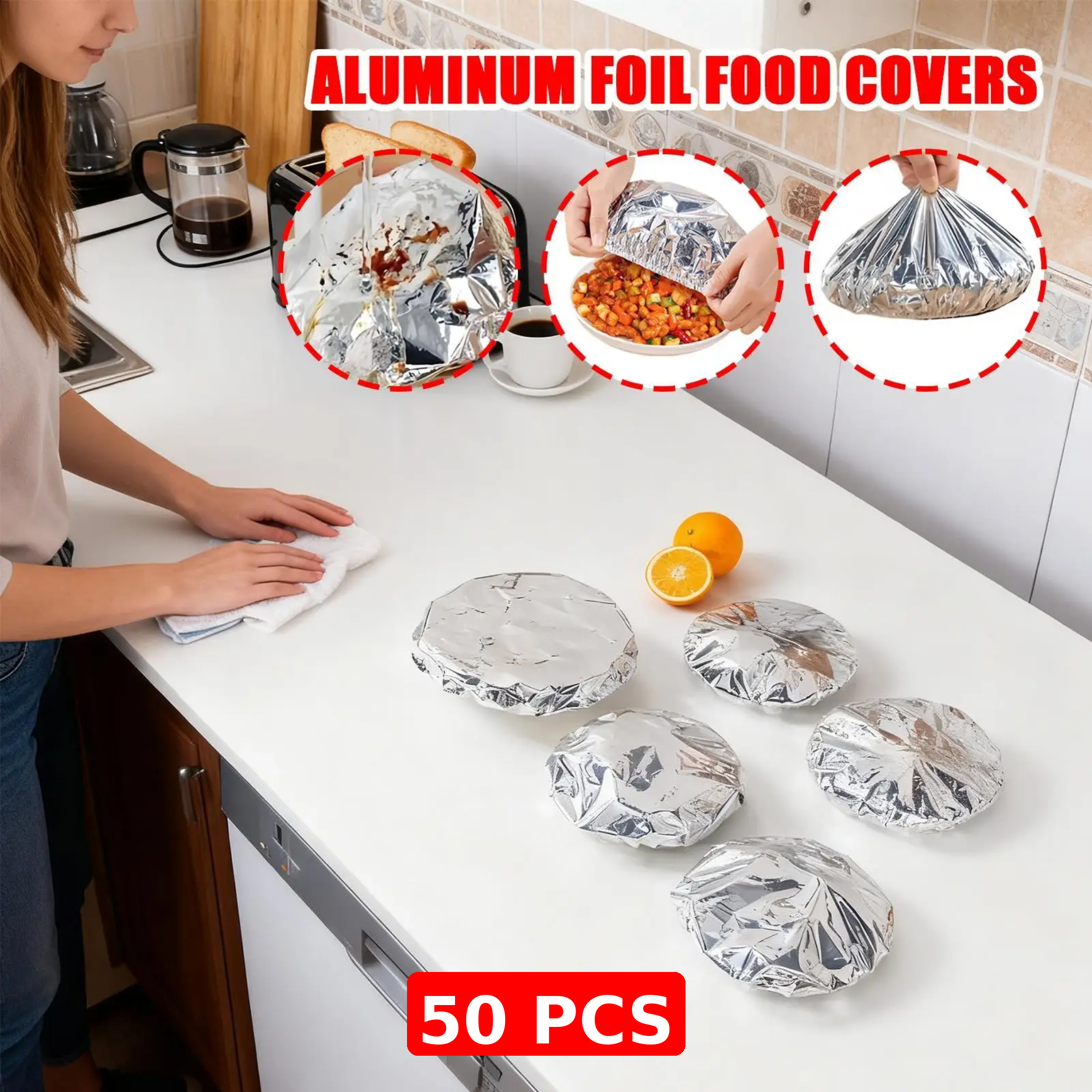 Reusable Aluminum Foil Bowl Covers Airtight Fresh Keeping Plastic Bag for Home Kitchen BBQ Picnic Party Outdoor Bread