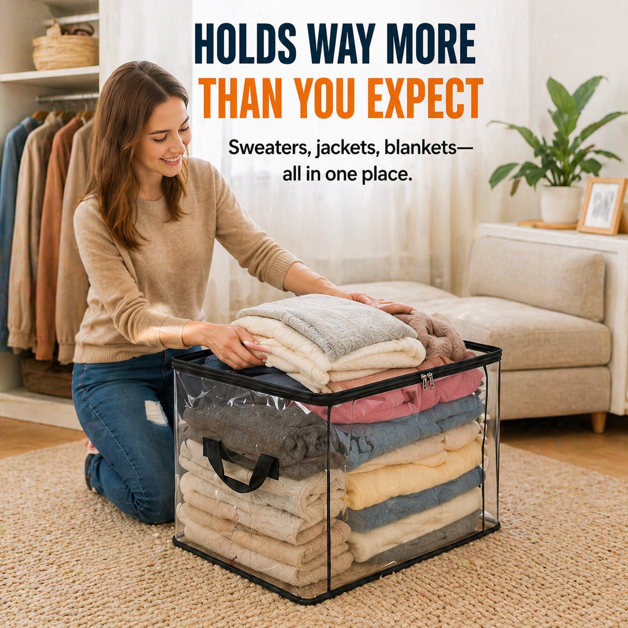 (BUY 1 GET 2 FREE) Large Heavy-Duty Thick Plastic Clear Storage