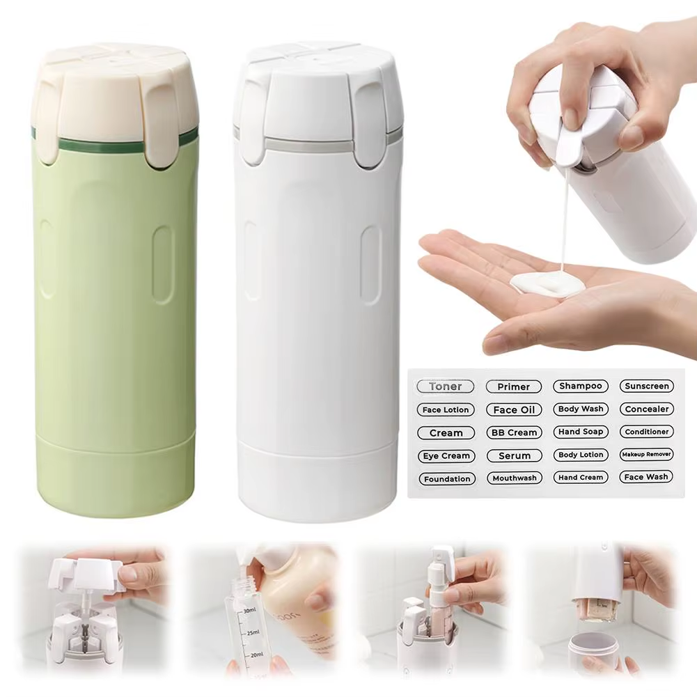 (BUY 1 GET 1 FREE)  4 In 1 Travel Dispenser Portable Travel Bottles Leak Proof Leakproof Travel Container For Perfume Shampoo Conditioner Lotion