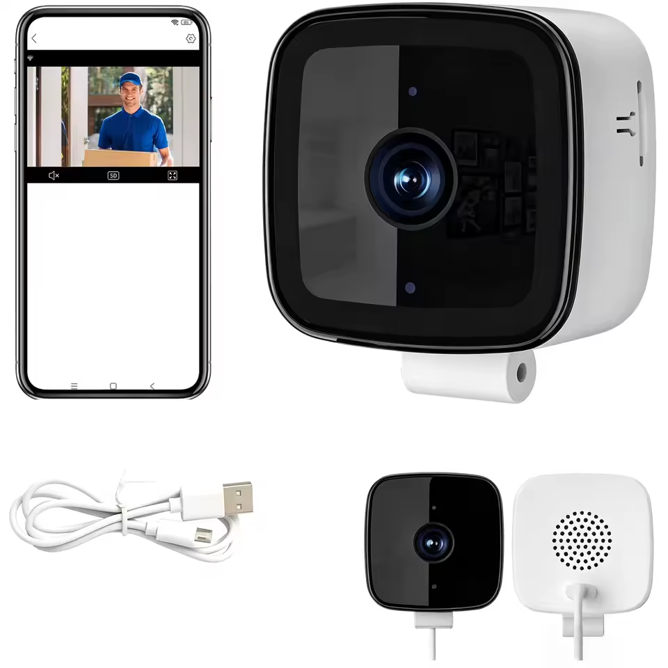 1080P WiFi Window Camera Full Color Night Vision Two-Way Audio Through Window Indoor Home Security Baby Monitor Camera